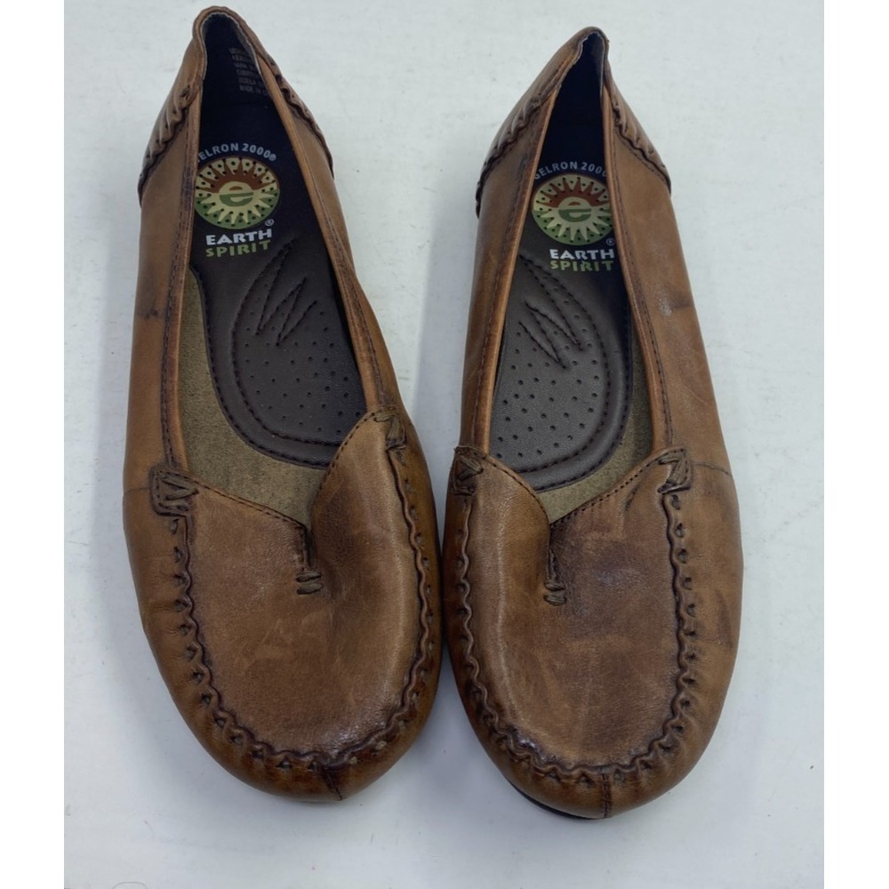 Earth Spirit Casual Shoes Women's Size 5.5 Brown Leather Slip-On Loafer